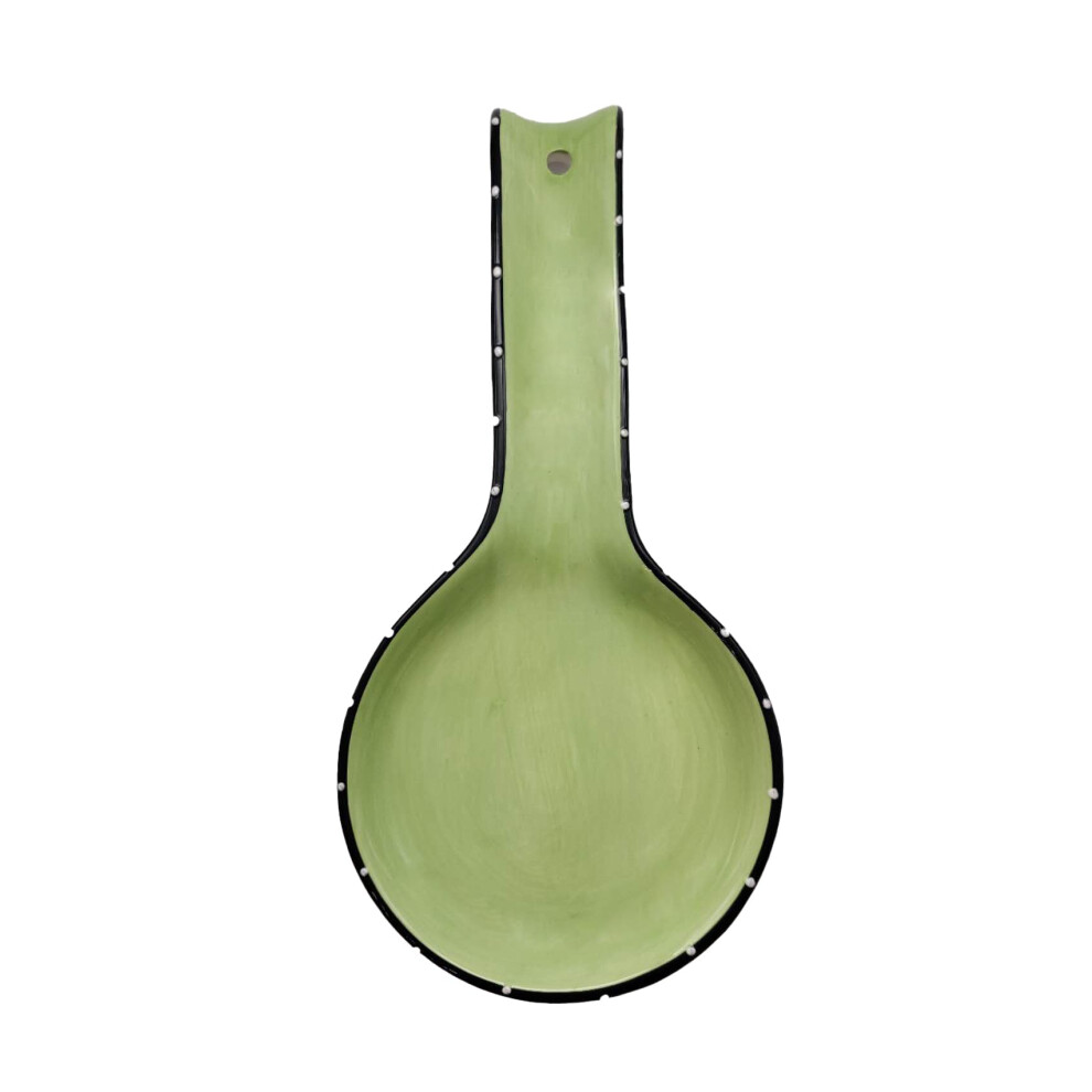 Repose-cuillère en céramique peint à la main ACK Tuscany Ruffle vert pistache, support pour cuillère de cuisine, repose-ustensiles pour cuillère,