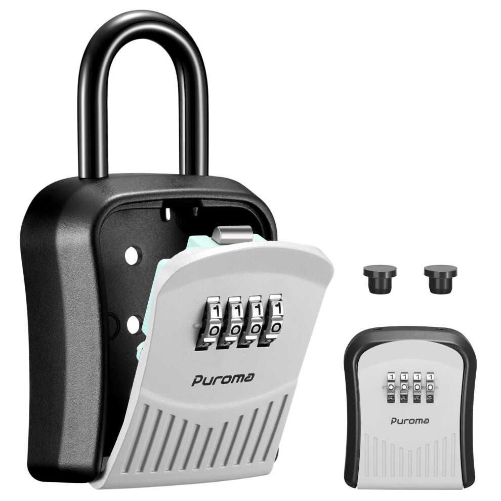 Puroma Lock Box Combination Key Lock Box Wall-Mounted Portable Storage Lockbox For Keys With Resettable Code Outside Safe Security Box For House Ap 840064903158
