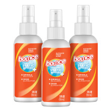 Bounce Spray Antiestático, 3 em 1, Elimina Odores e Rugas, Tamanho de Viagem (3 Oz, Pacote com 3)