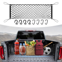 Canvcle Truck Bed Cargo Net til 2013-2025 GMC Sierra/Chevy Silverado 1500 2500 3500 Tilbehør Konvolut Stil Mesh Trunk Net Arrangør og opbevaring