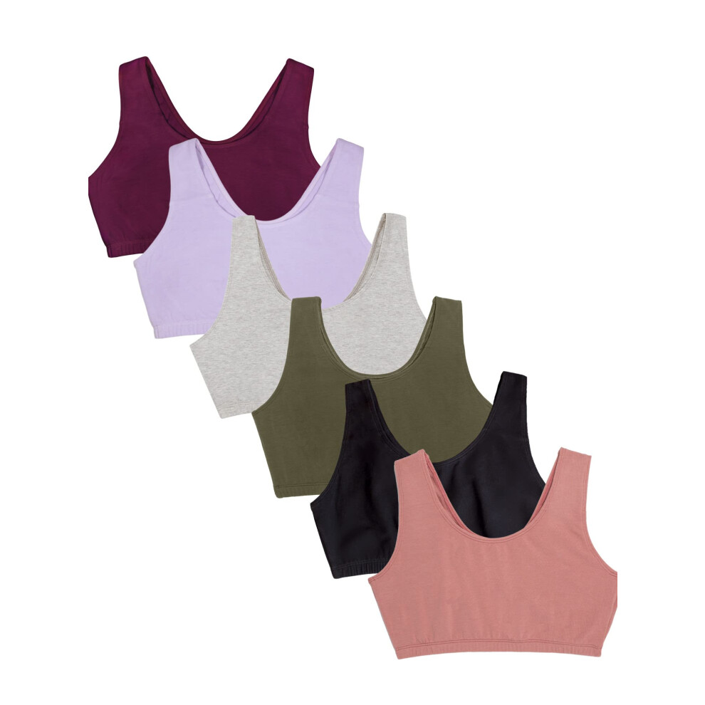 Fruit of the Loom Womens Built Up Tank Style Value Pack Sports Bra  Black/Heather Grey/Olive/Purple/Lilac/Dusk  34 US