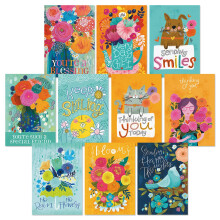 Current Warm Wishes Thinking of You Friendship Greeting Card Set - Value Pack of 20 Cards With White Envelopes for Friends & Family 10 Designs Larg