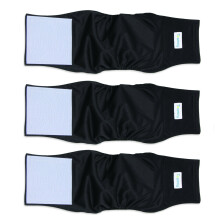 Teamoy 3 Pacote Cinta Fralda para Cães Machos, Lavável, super absorvente e confortável (L2, 20-24" cintura, Preto)