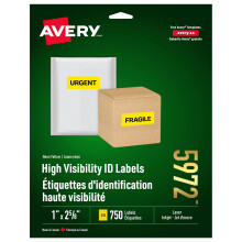 Avery 5972 Neon Laser Labels Rectangle 1-Inch x2-5/8-Inch 750/PK Neon Yellow