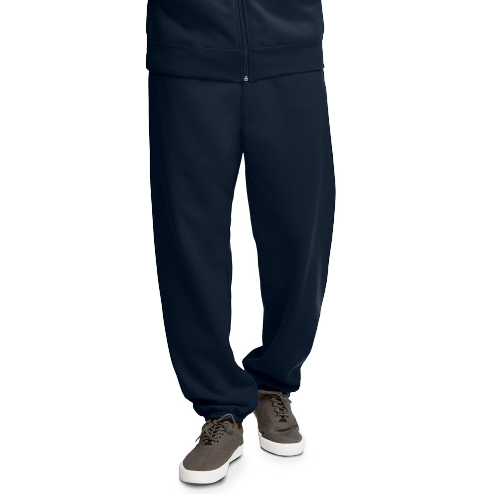 Fruit of the Loom Men's Eversoft Fleece Elastic Bottom Sweatpants with Pockets  Relaxed Fit  Moisture Wicking  Breathable  Navy  Small