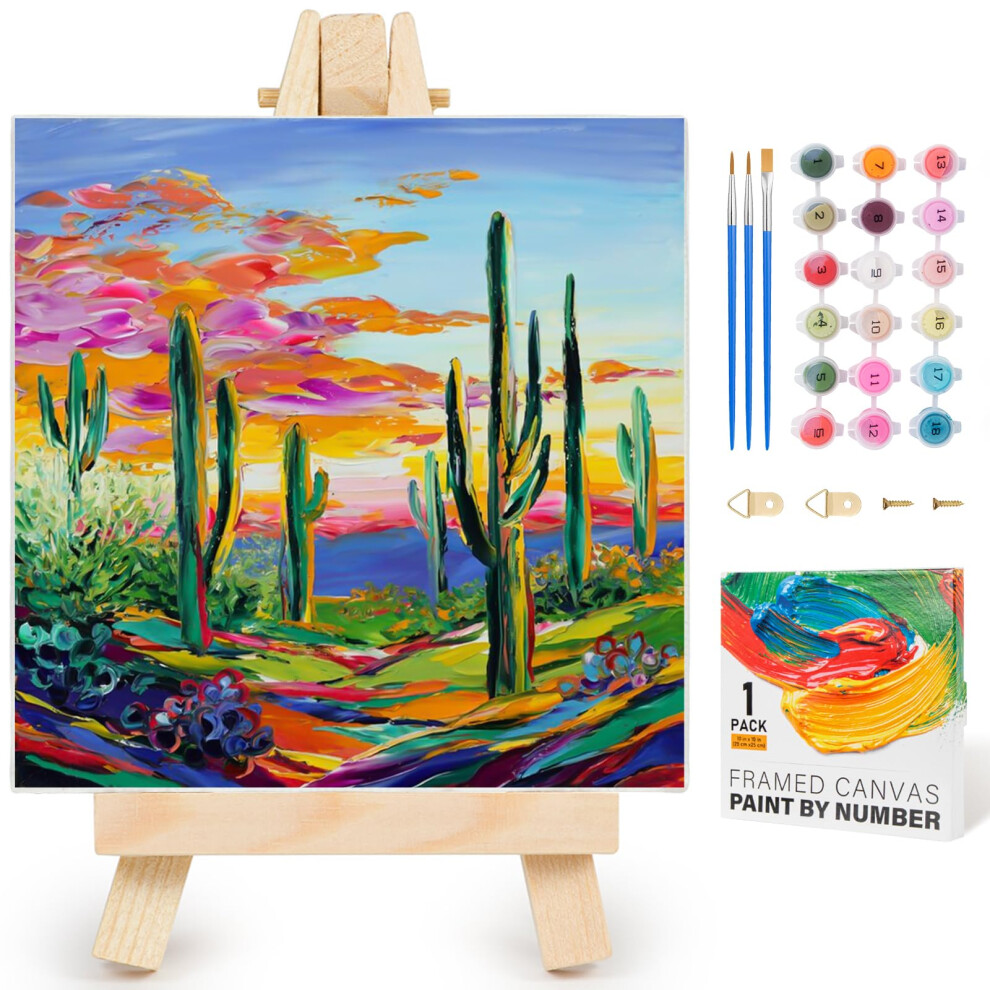 Kit de peinture par numéros encadré Yezavesu pour adultes débutants et enfants de 8 à 12 ans Paysage désertique fantastique Peinture par numéros