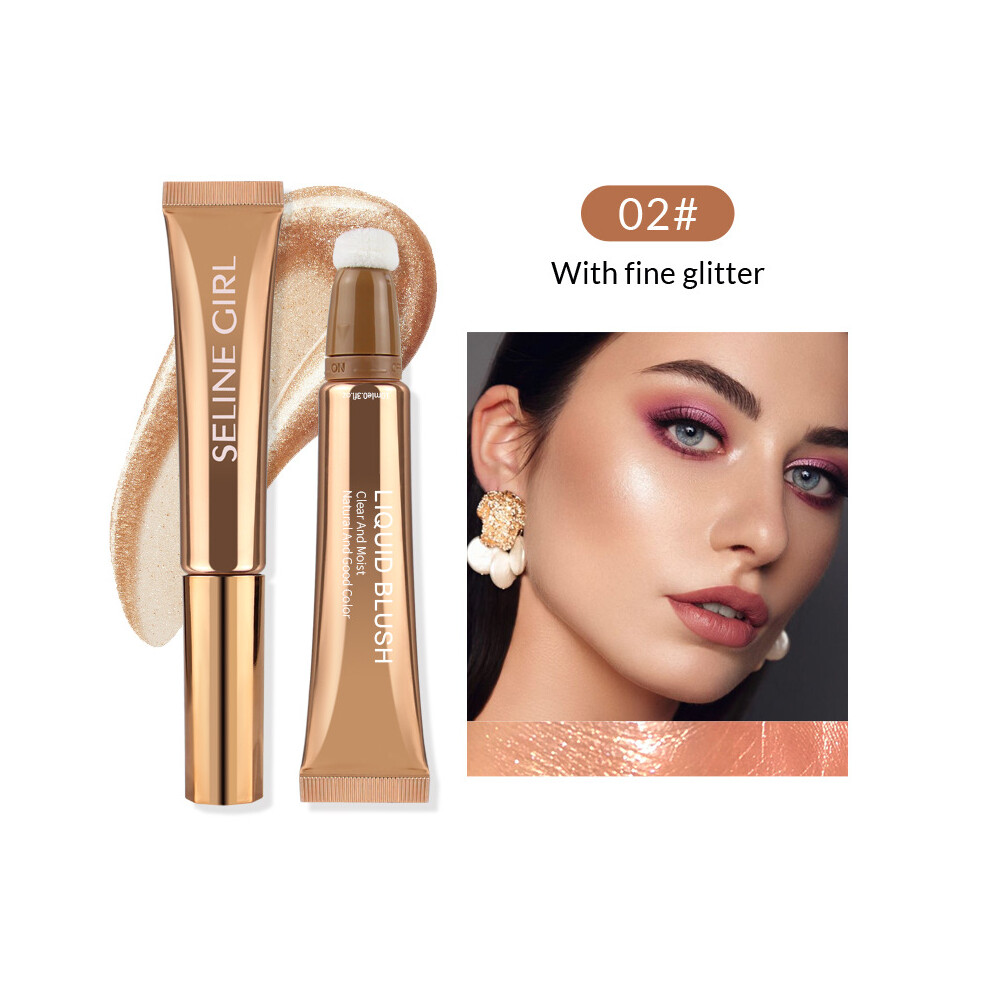 (02#With fine glitter, 1pcs) "SELINE GIRL" 3-in-1 Liquid Beauty Wand, 0.52oz - Highlighter, Blush & Contour in One, Effortless Glow