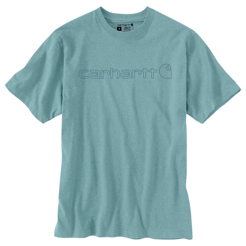 Carhartt Men's Loose Fit Heavyweight Short-Sleeve Logo Graphic T-Shirt  Summer Blue Heather