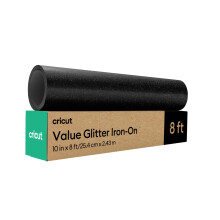 Cricut Value Glitter Iron On Black (Rolle, 25,4 cm x 2,44 m) HTV-W rme bertragungsvinyl