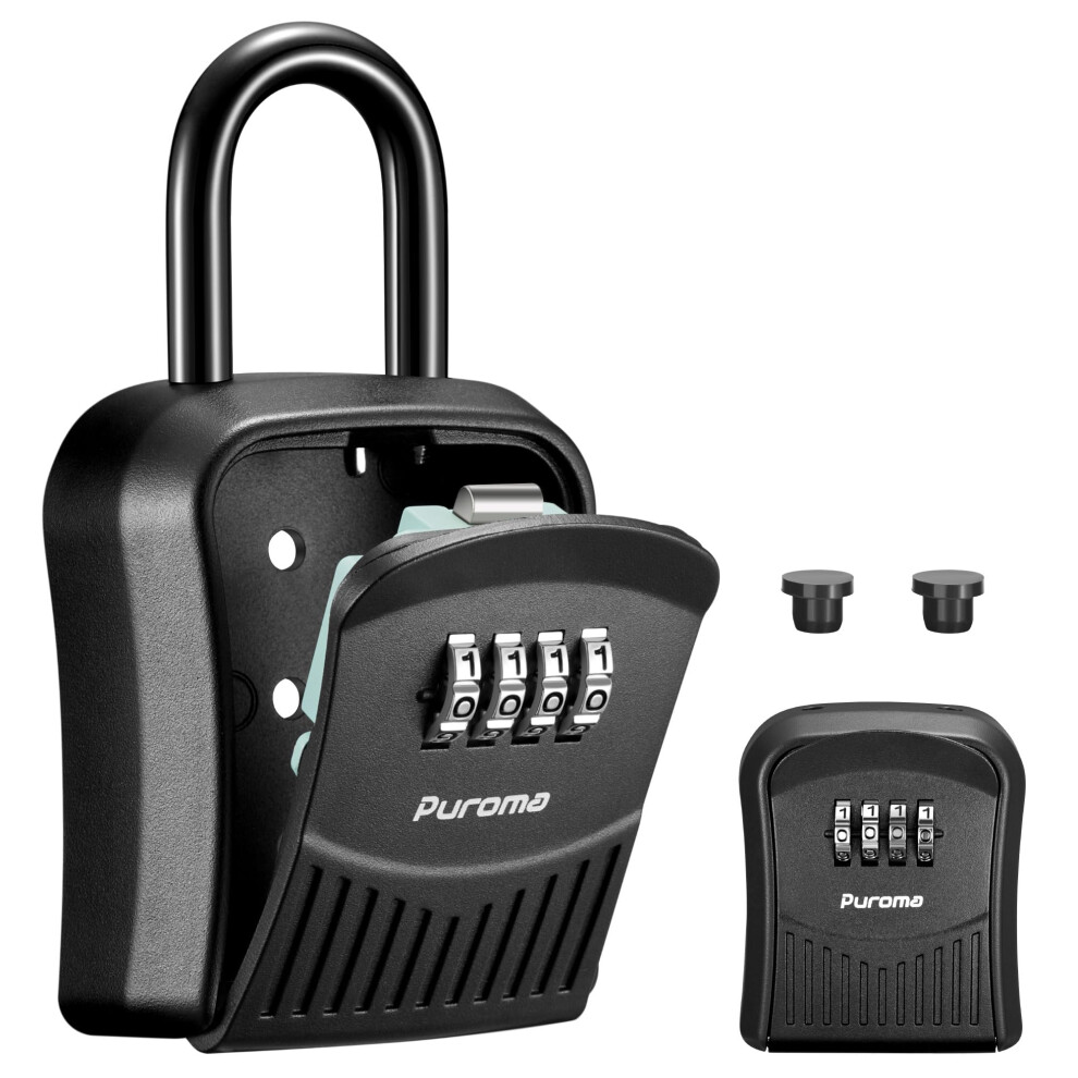 Puroma Lock Box Combination Key Lock Box Wall-Mounted Portable Storage Lockbox For Keys With Resettable Code Outside Safe Security Box For House Ap 840064903165