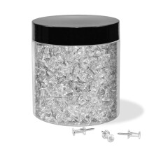 JIKIOU Push Pins Tacks 800 Count in Reusable Box  Standard Clear Thumb Tacks Steel Point and Clear Plastic Head for Wall Corkboard Map Calendar Photo