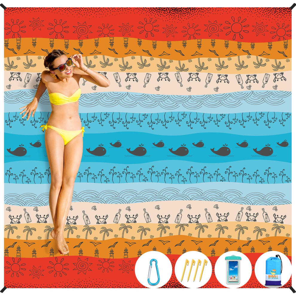 Bydoll Stranddecke, Wasserdicht, Sanddicht, 208206 Cm, Passend Fr 14 Erwachsene, Kompakt, Leicht, Bergro, Sandfreie Decke, Groe Picknickma-image
