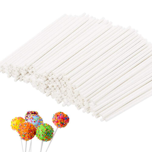 200 Palitos de Pirulito Brancos, 6 Polegadas para Cake Pops e Doces