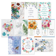 Cartões de Desejos de Melhoras - Pacote com 20, 10 Designs Únicos, Grandes 5 x 7 Pol., Mensagens Inclusas