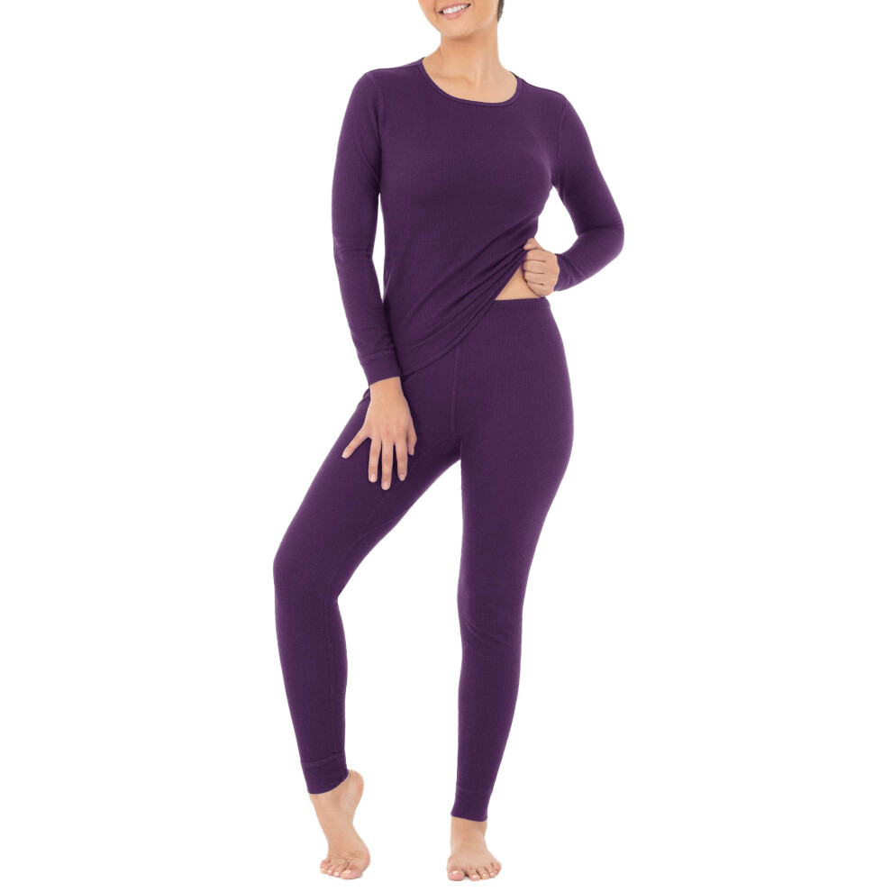 Fruit Of The Loom Women's Micro Waffle Premium Thermal Set Violet Small