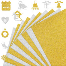 Feilibay 20 Sheets Gold og Silver Glitter Cardstock Paper A4 Size Glitter Paper Til Crafts Birthday and Wedding Party Decorations Gift Box Packin