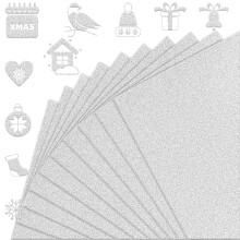 FEILIBAY 20 Blatt silbernes Glitzer-Kartonpapier im A4-Format, Glitzerpapier für Bastelarbeiten, Geburtstags- und Hochzeitsfeier-Dekorationen, Gesche