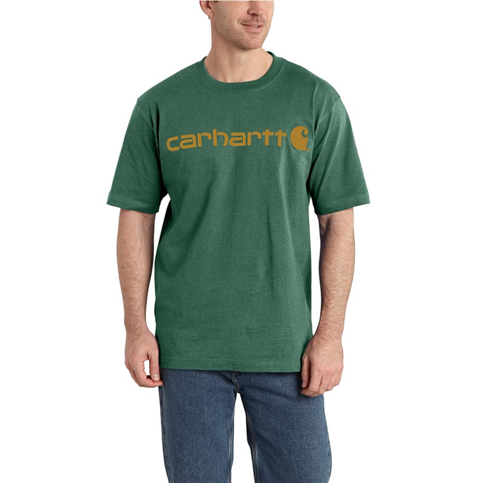 Carhartt Men's Loose Fit Heavyweight Short-Sleeve Logo Graphic T-Shirt  Frosted Balsam Heather