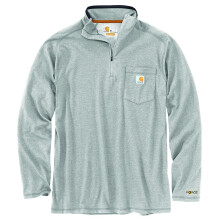 Carhartt Men's Force Relaxed Fit Midweight Long-Sleeve Quarter-Zip Mock-Neck T-Shirt, Heather Grey, Large