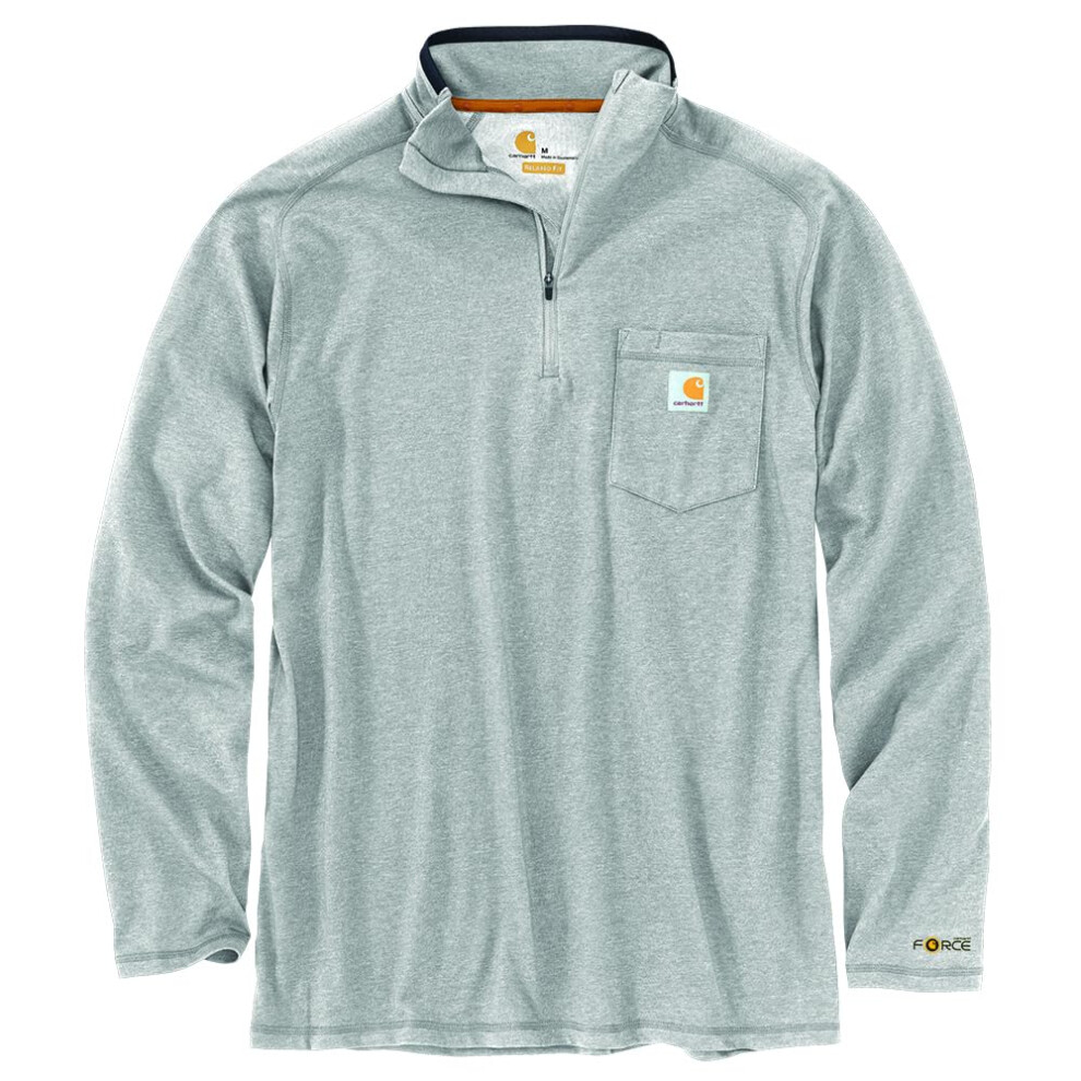 Carhartt Men's Force Relaxed Fit Midweight Long-Sleeve Quarter-Zip Mock-Neck T-Shirt  Heather Grey