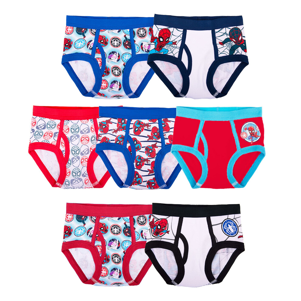Marvel Boys Toddler Spiderman and Superhero Friends 100% Combed Cotton Underwear Multipacks With Iron Man  Hulk & More  7-Pack Spiderman ONLY Brief  2