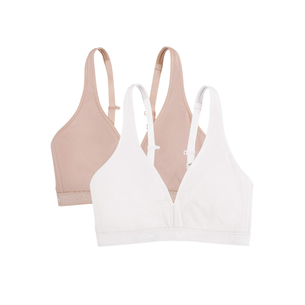 Fruit of the Loom Women's Wirefree Cotton Bralette  Sand/White  36DDD
