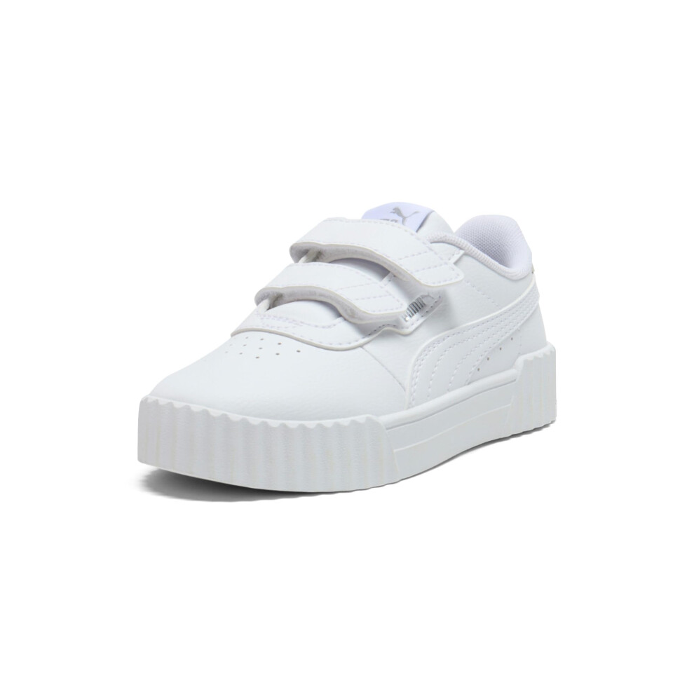 PUMA Kids Carina Hook and Loop Sneaker  White White Silver  5 US Unisex Toddler