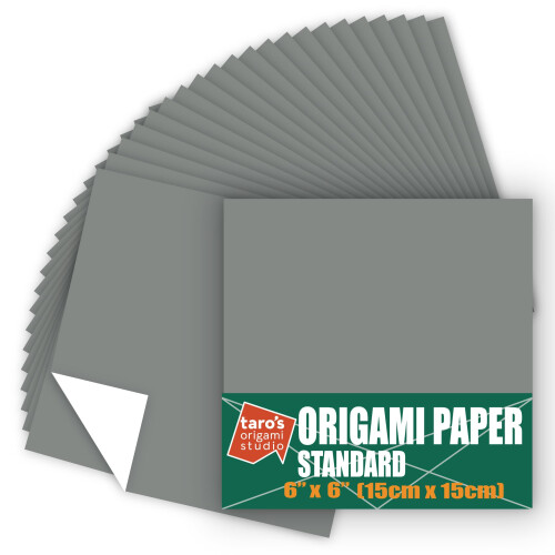 [Estúdio de Origami Taro] Papel Japonês 6 Polegadas (Cinza) 50 Folhas (Mesma Cor) Para Iniciantes