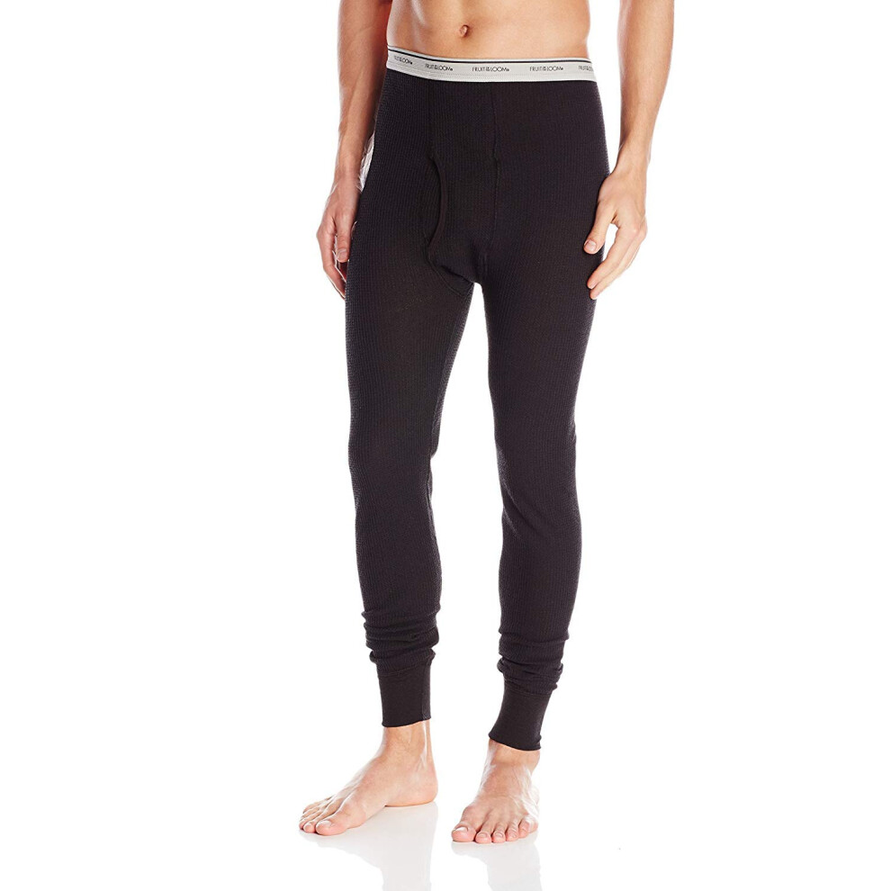 Fruit of the Loom Men's Classic Midweight Waffle Thermal Underwear Bottoms (1-Pack)  Black Soot  3X-Large