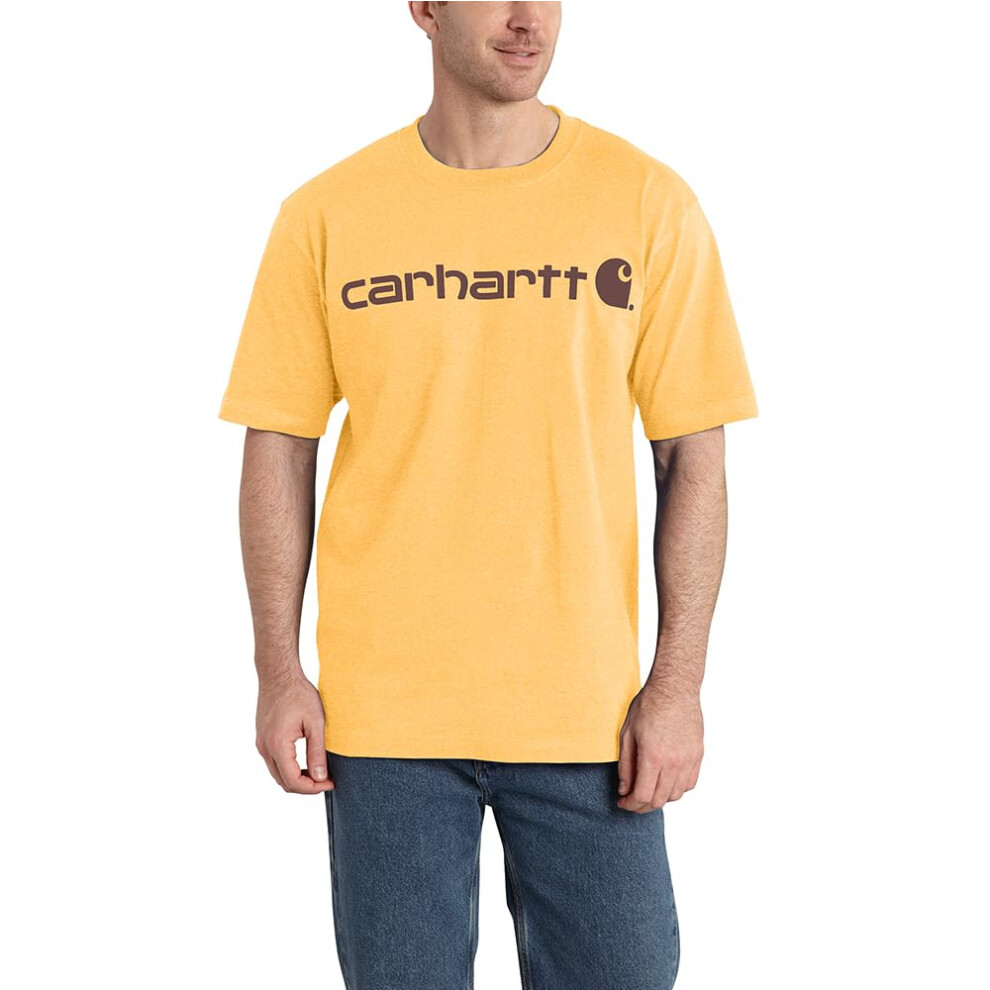 Carhartt Men's Big & Tall Loose Fit Heavyweight Short-Sleeve Logo Graphic T-Shirt  Vivid Yellow Heather