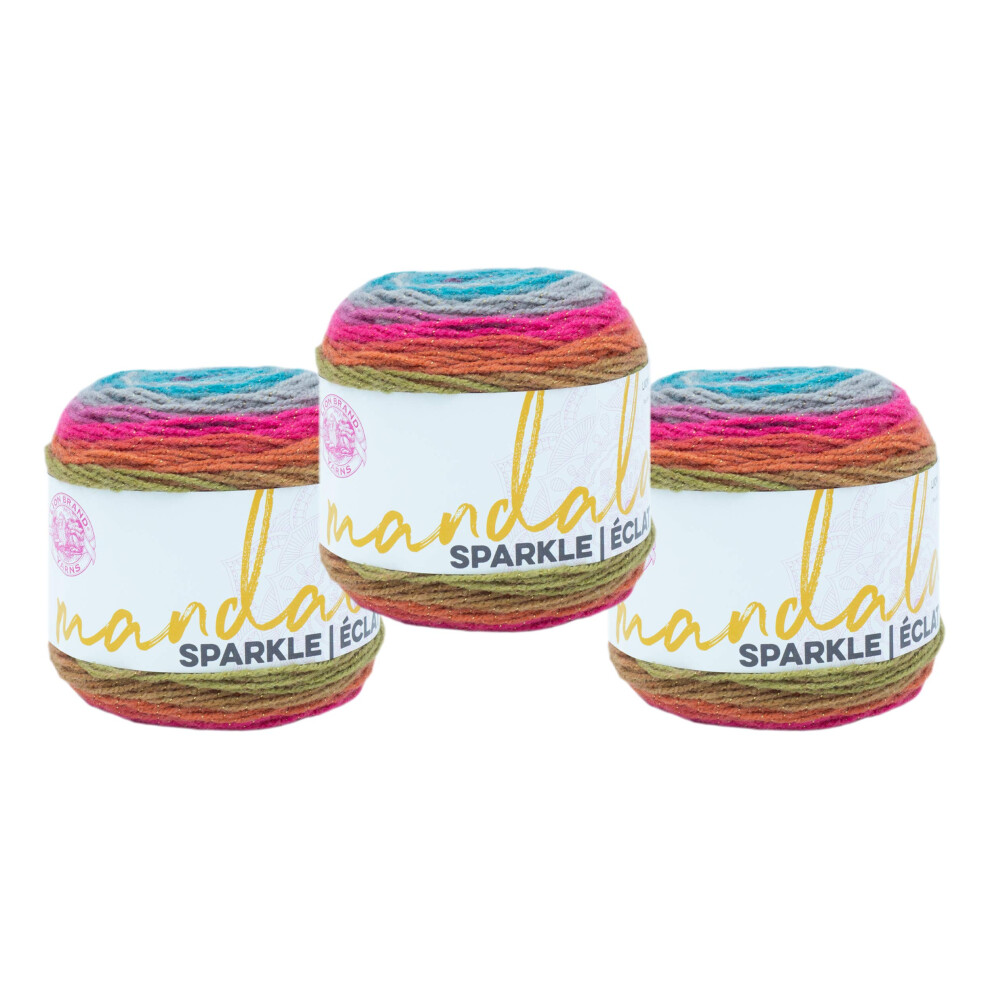 (3 Pack) Lion Brand Yarn Mandala Sparkle Yarn  Astrid