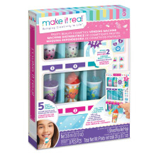 Máquina de Cosméticos Fruity Beauty - Dispensa 5 Brilhos Labiais Frutados, Esmalte Surpresa & Adesivos, Crianças 8+