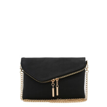 Kabelka cez rameno FashionPuzzle Envelope Wristlet Clutch Crossbody s retiazkov m popruhom (cierna)
