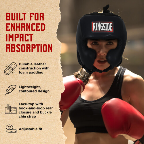 Capacete de Boxe Ringside Competition-Like em Couro com Proteção para Bochechas 1