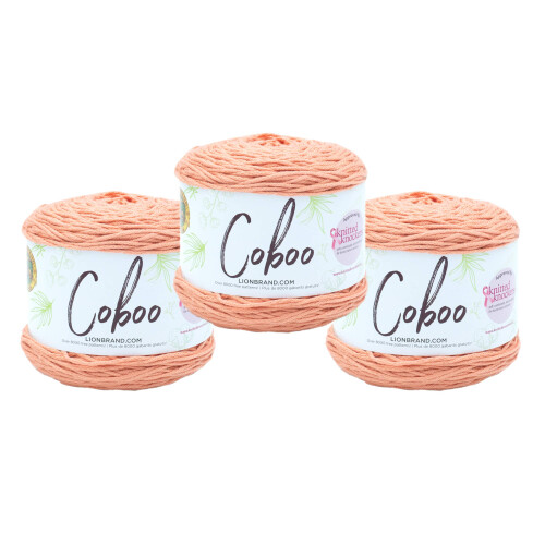 (3 Pack) Lion Brand Yarn Coboo Bamboo Yarn  Peach