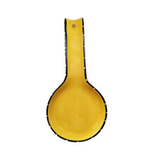 ACK Tuscany Ruffle Butterscotch Yellow Hand Painted Ceramic Spoon Rest Cooking Spoon Holder for Kitchen Counter Utensil Rest for Spoon Ladle