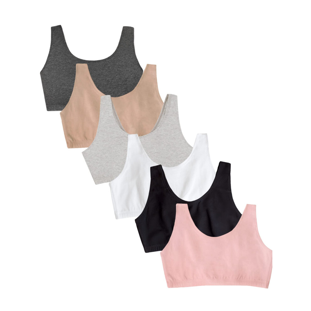 Fruit of the Loom Women's Built Up Tank Style Sports Bra Value Pack  Sand/White/Heather Grey/Black/Blush/Charcoal  36