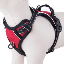 PHOEPET Reflekterende Hundesele No Pull Vest med 2 metalsnore (L r?d)