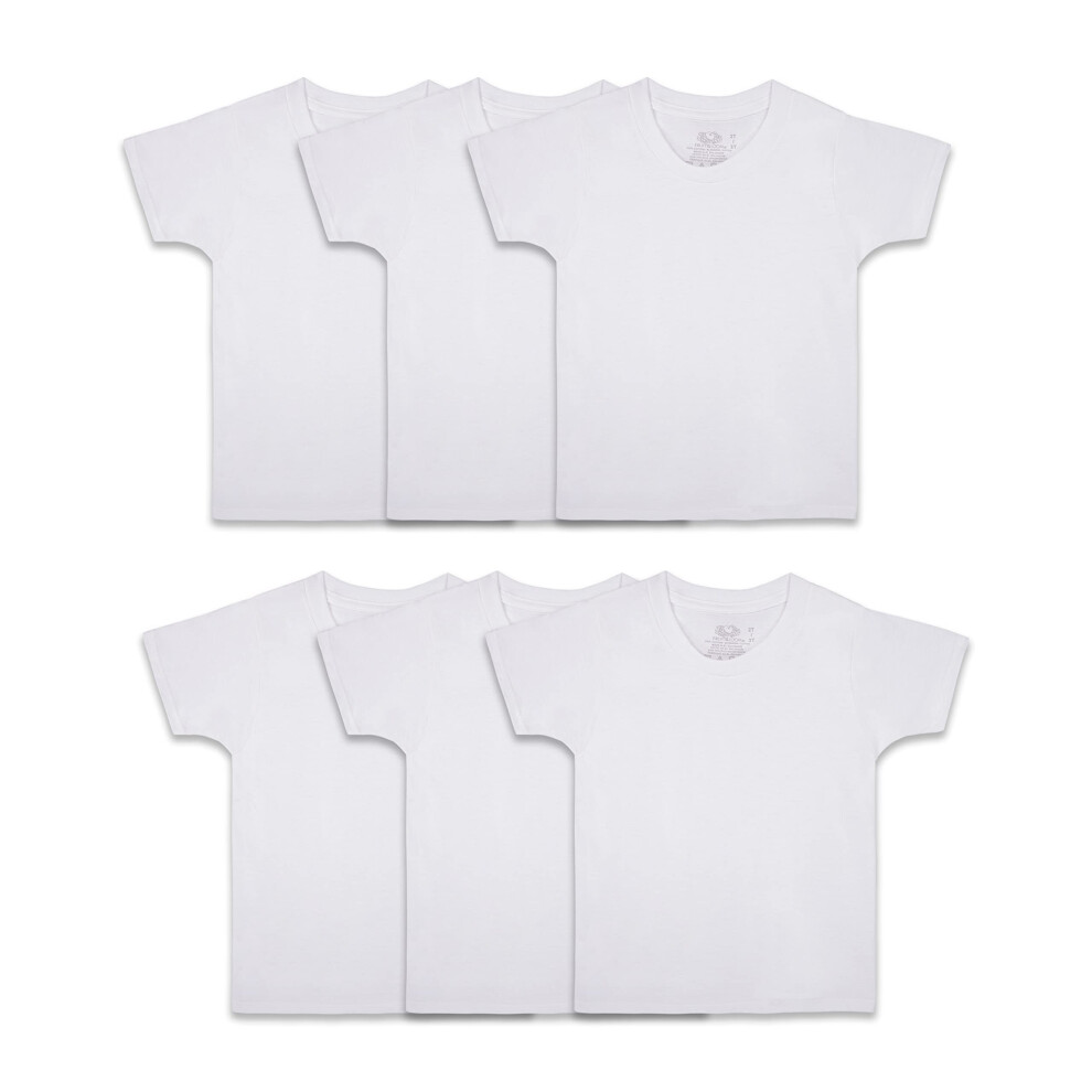 Fruit of the Loom Boys' Cotton T Shirt  Toddler-6 Pack-White  4-5T