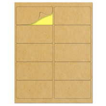4"""" x 2"""" Kraft Labels Stickers Letter Size with Print Templates - 30 Sheets Pack of 300