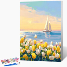 Indrammet maling efter numre Kit til voksne begyndere og b?rn i alderen 8-12 Lette blomster Voksen maling efter nummer s?t p? l?rred DIY Akryl ak