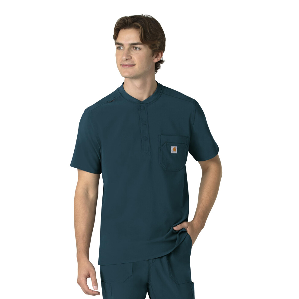 Carhartt Men's Henley Scrub Top  Caribbean Blue