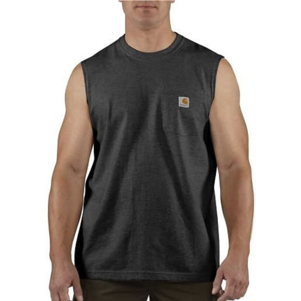 Carhartt mens Workwear Pocket Sleeveless Midweight T-shirt Relaxed Fit (Big & Tall) work utility shirts  Black  4X-Large US