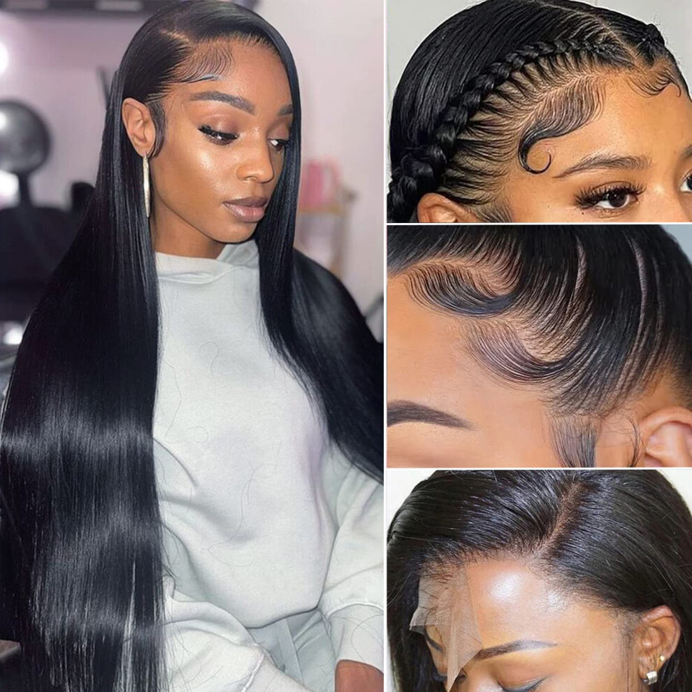 Lipai Hair Unisex Straight Lace Front Wigs Human Hair Pre Plucked 13X4 Hd Transparent Lace Frontal Wigs Human Hair Natural Hairline 220% Density Glueless Bra