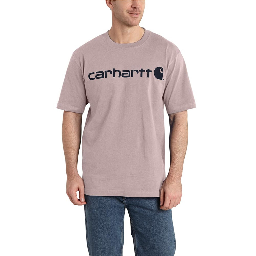 Carhartt Men's Big & Tall Loose Fit Heavyweight Short-Sleeve Logo Graphic T-Shirt  Mink