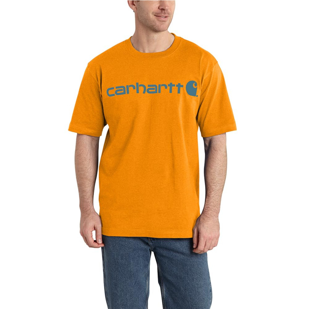 Carhartt Men's Loose Fit Heavyweight Short-Sleeve Logo Graphic T-Shirt  Rust Heather