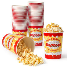 Fit Meal Prep 25er-Pack klassische Popcorn-Eimer aus Papier, Einweg-Popcornschalen, 32 oz, fettabweisend, f   r Automaten, Heimkino, Karneval, Film
