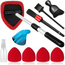 Qydipclin - Juego de 10 limpiaparabrisas para coche, incluye 4 almohadillas de microfibra reutilizables, 1 pulverizador y mango extensible, color
