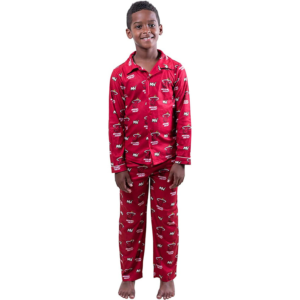 Ultra Game Nba Offizielles 2-Teiliges Superweiches Pyjama-Set Mit Knopfleiste F R Jugendliche, Miami Heat, Jungen, Gr En 14 16-image