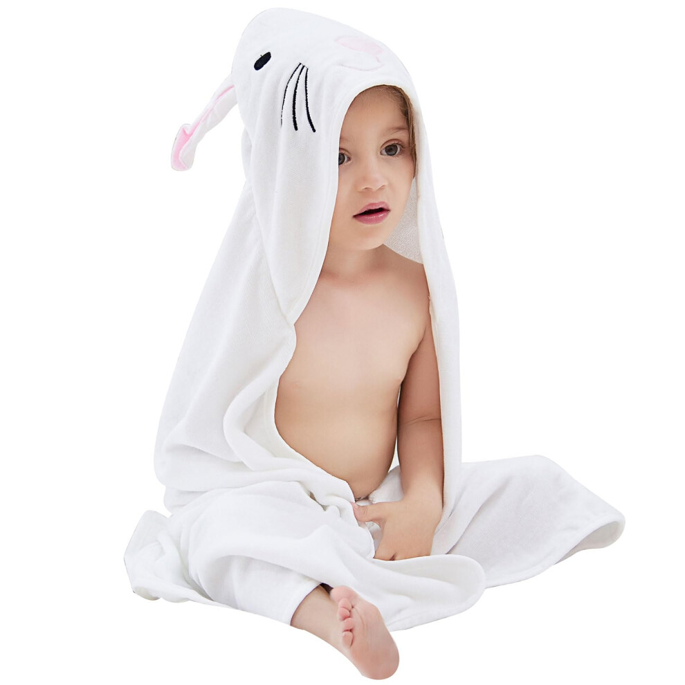 Peignoir de bain    capuche en coton pour b  b  , motif animal, pour gar  ons et filles de 0    6 ans, blanc